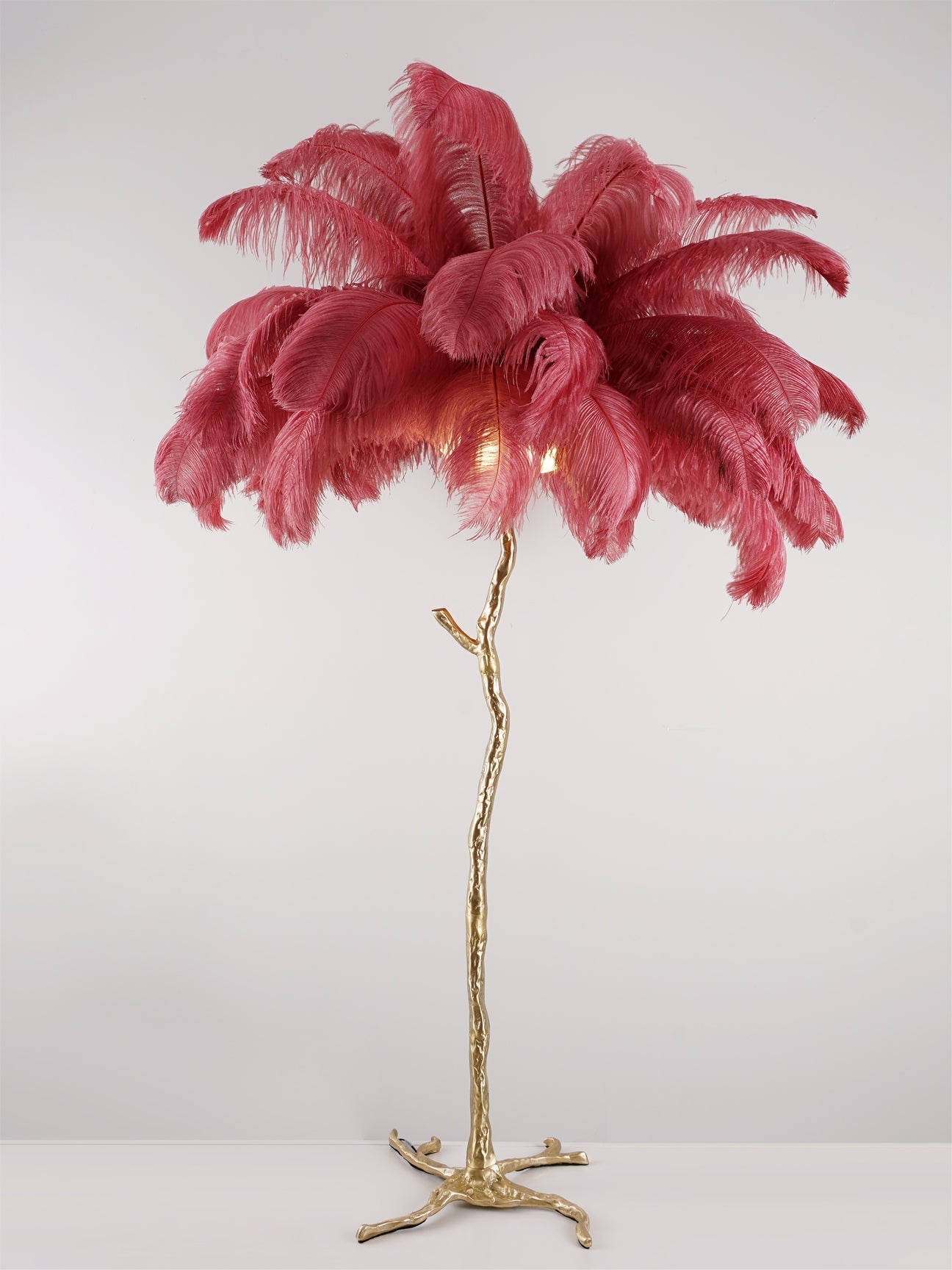 Ostrich Feather Brass Floor-mounted Lamp Floor Lamp