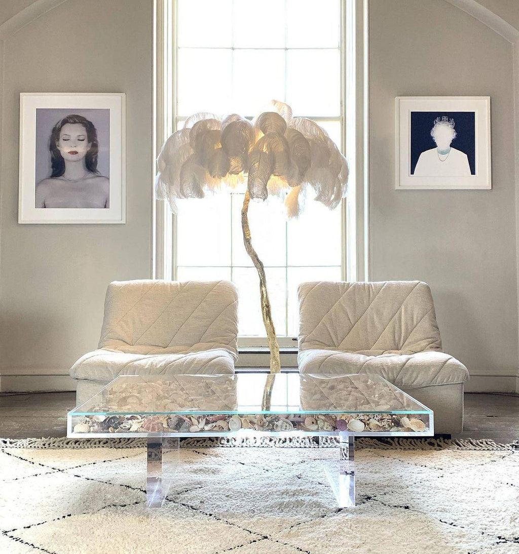 Ostrich Feather Brass Floor-mounted Lamp Floor Lamp
