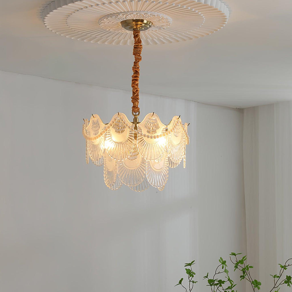 Pearl Glass Shell Crown Chandelier