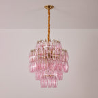 Pink Murano Glass Prism Chandelier