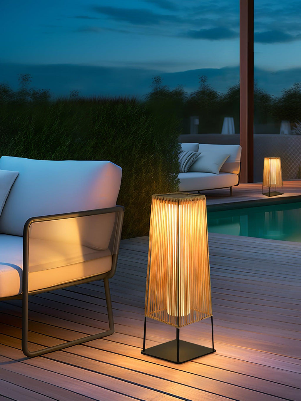 Plastic Rattan Exterior light fixture Outdoor Post Light