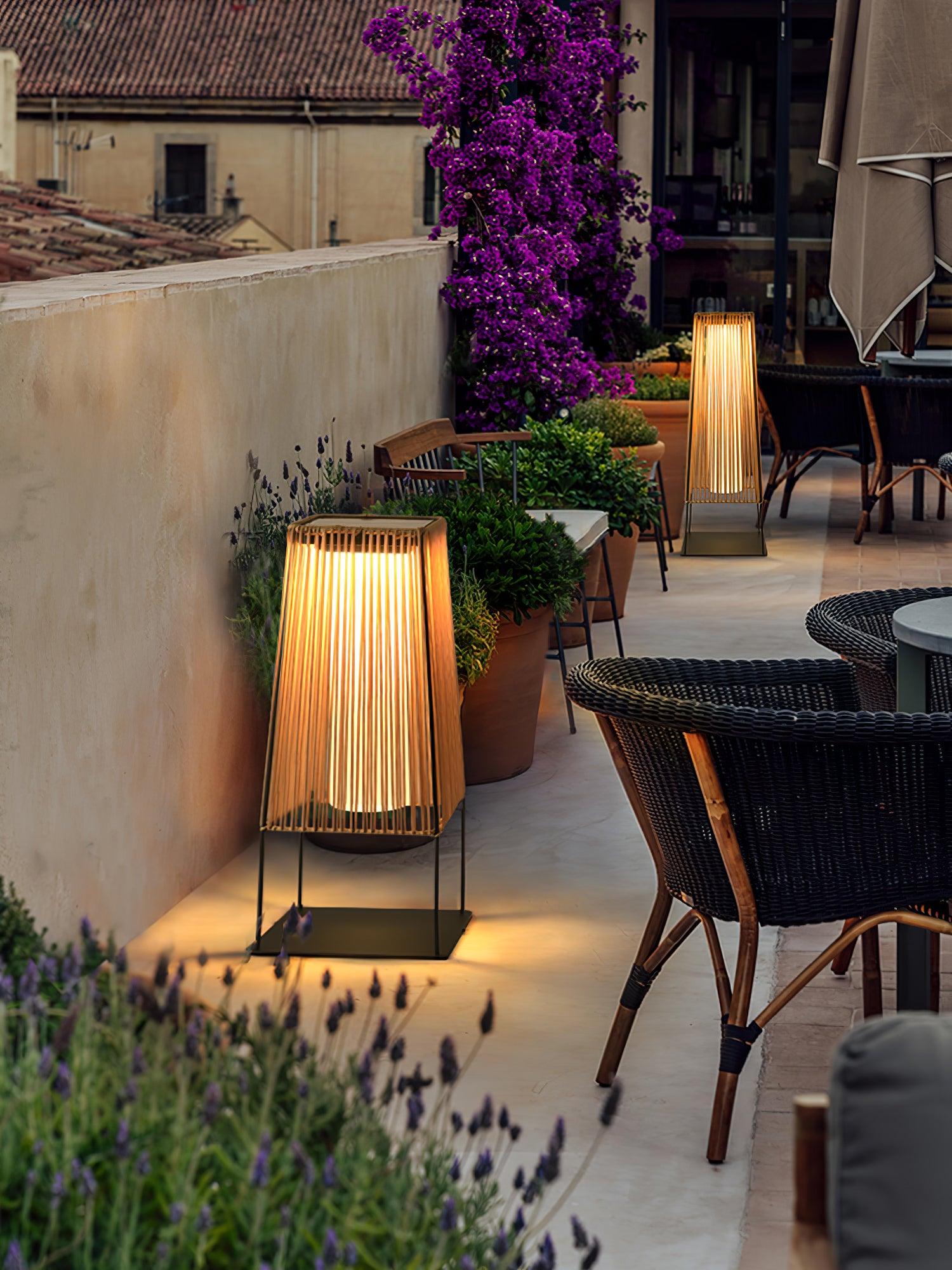 Plastic Rattan Exterior light fixture Outdoor Post Light