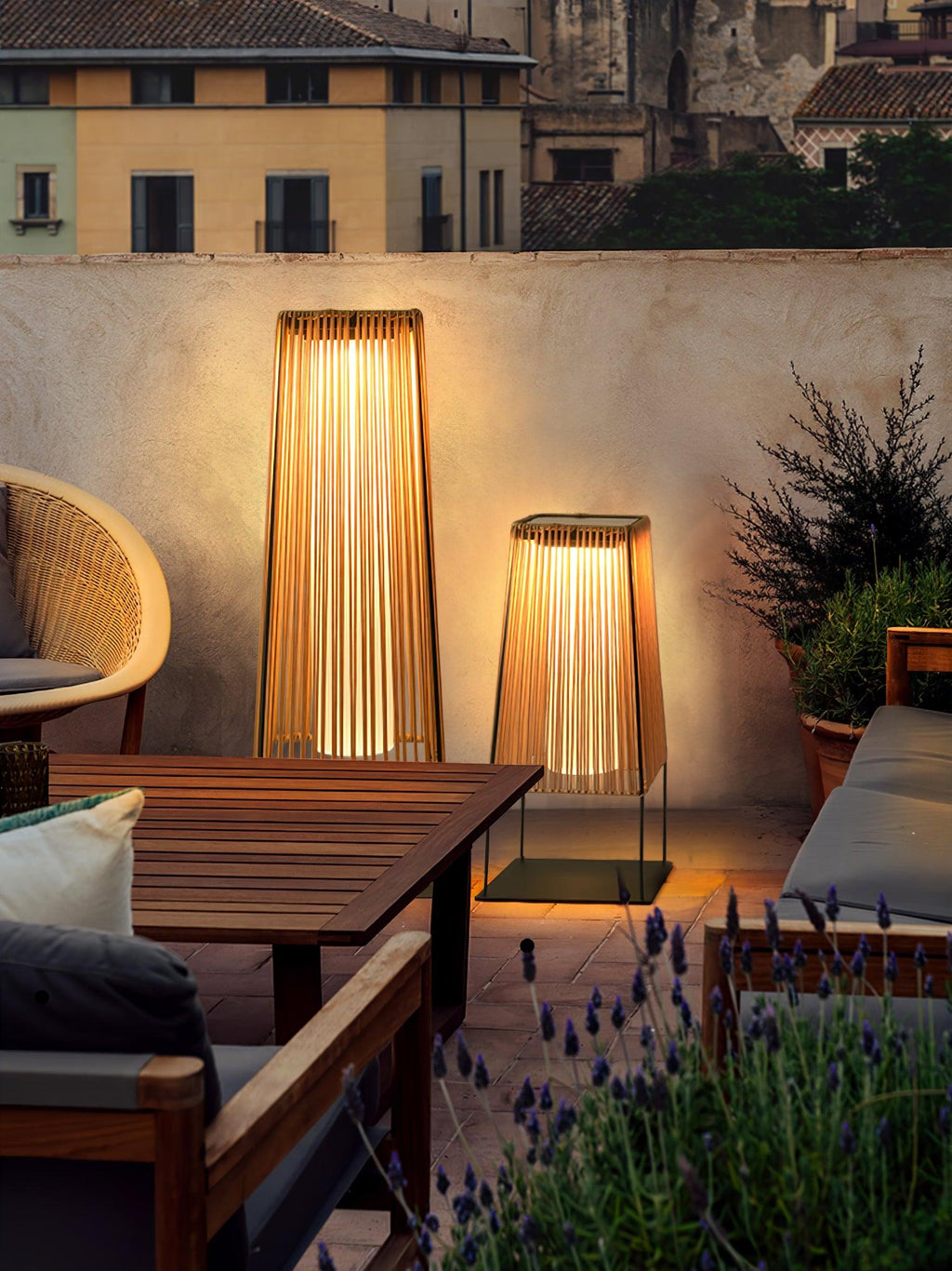 Plastic Rattan Exterior light fixture Outdoor Post Light