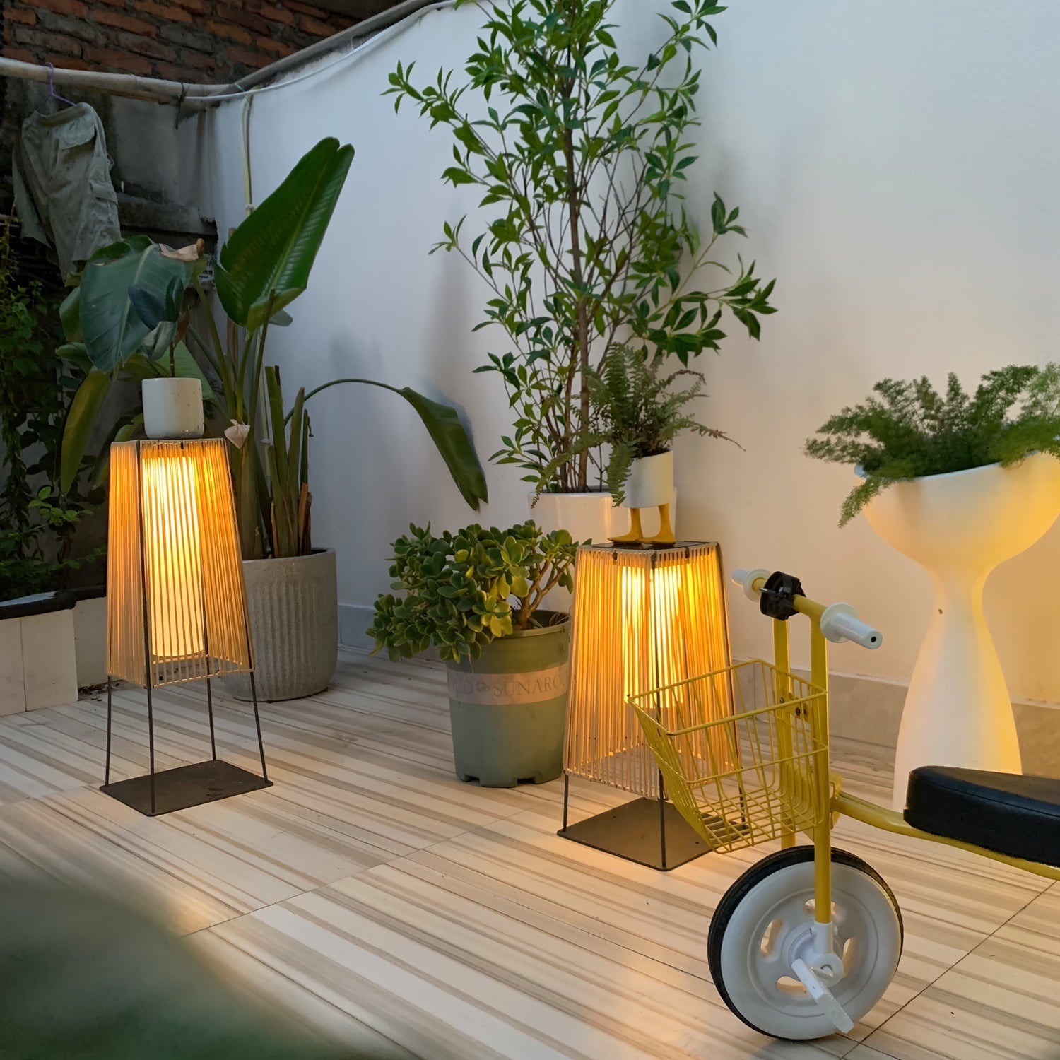 Plastic Rattan Exterior light fixture Outdoor Post Light