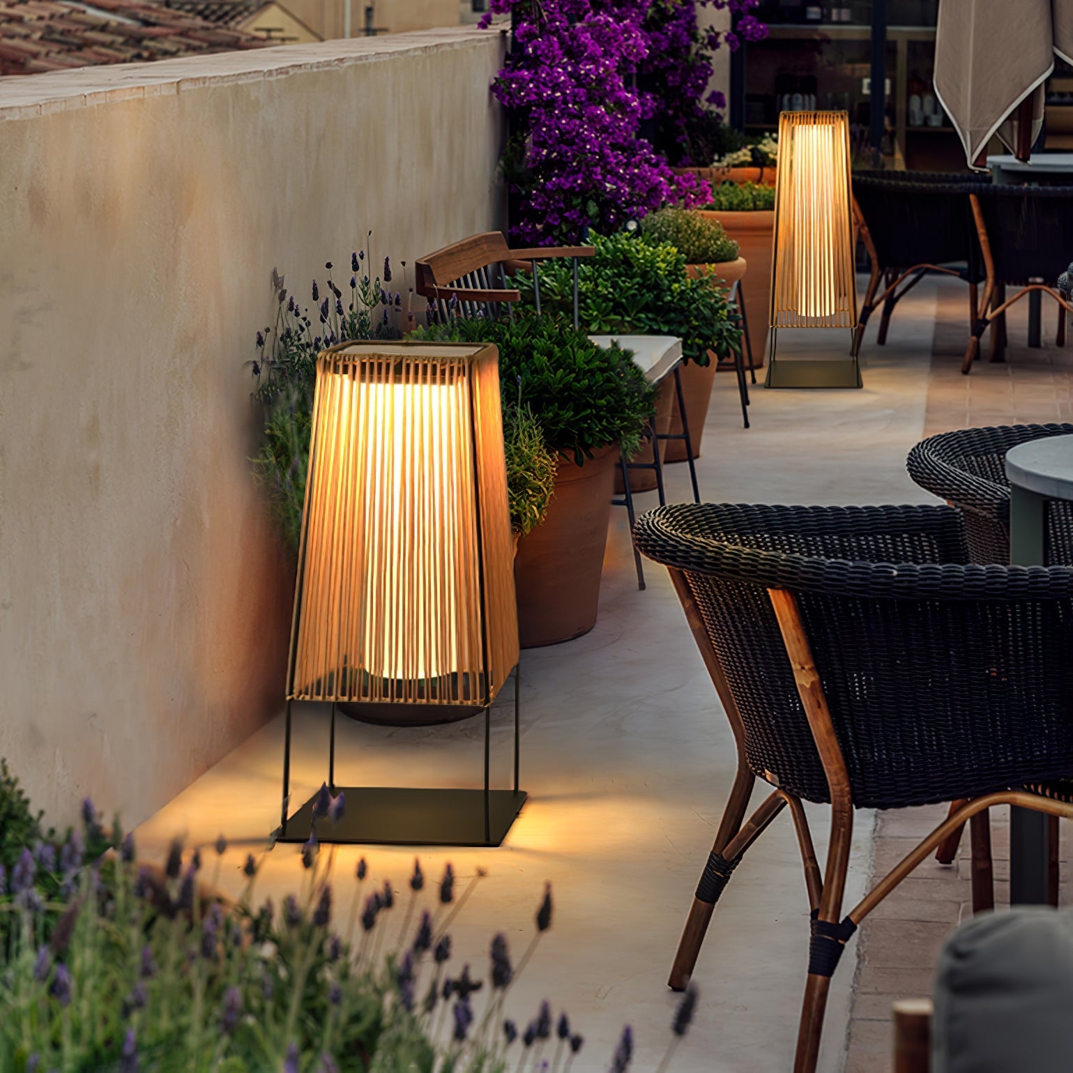 Plastic Rattan Exterior light fixture Outdoor Post Light
