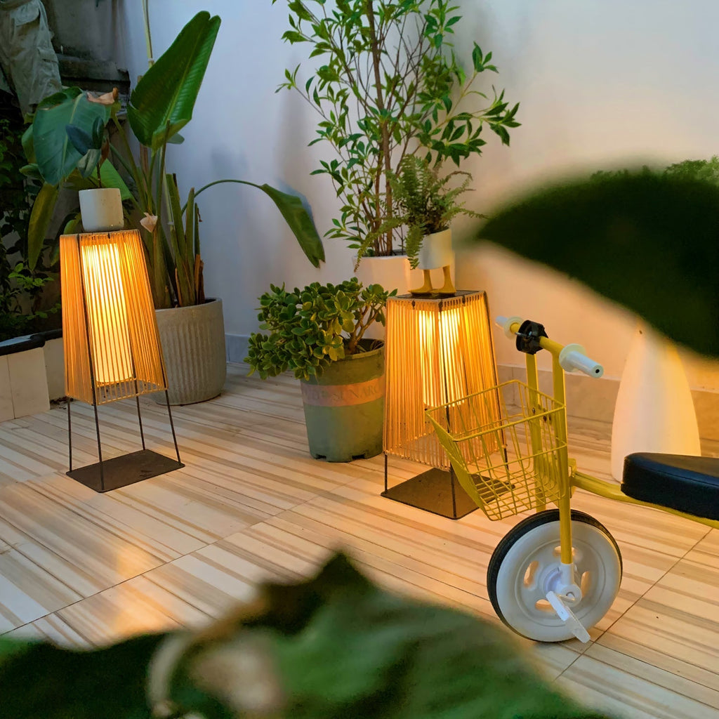 Plastic Rattan Exterior light fixture Outdoor Post Light