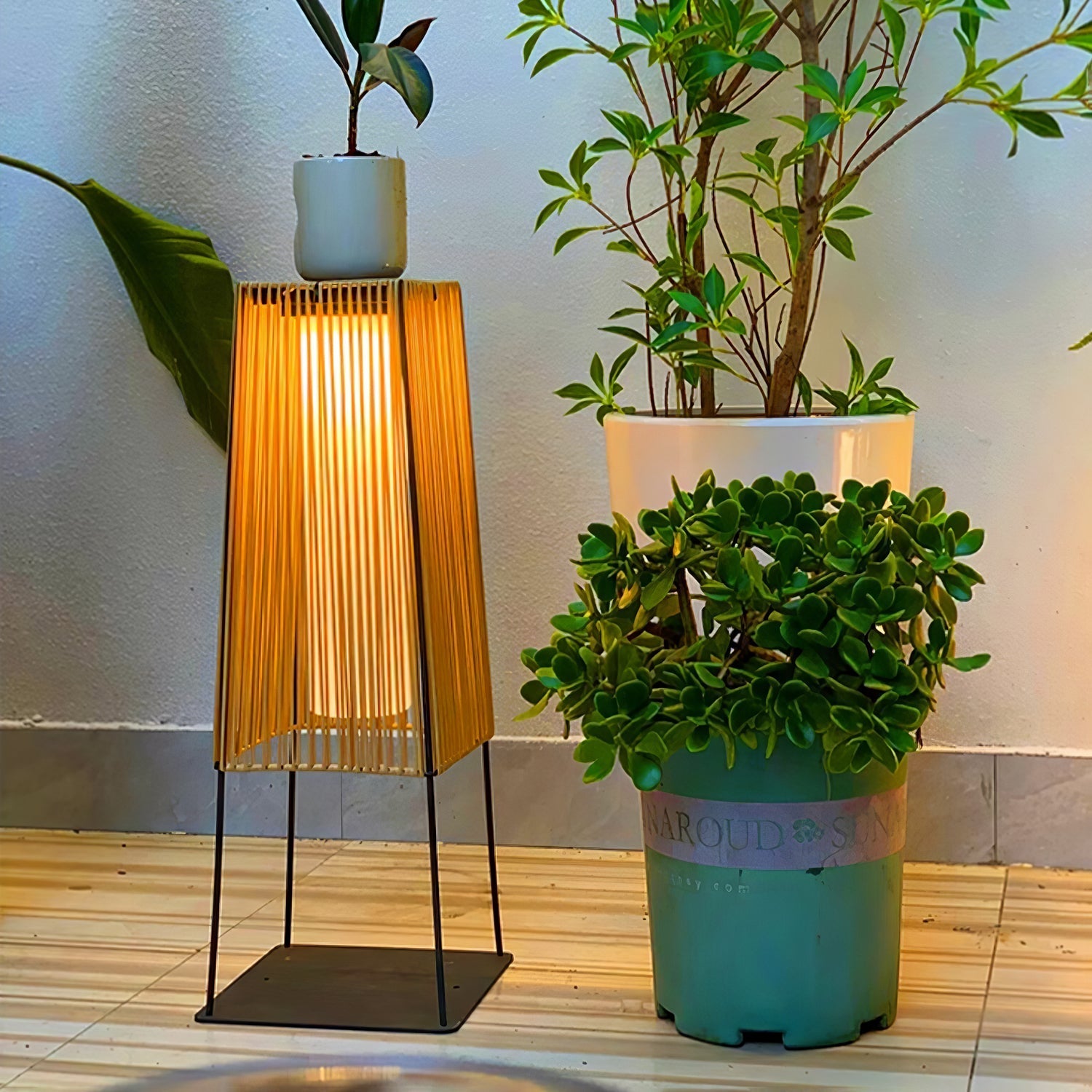 Plastic Rattan Exterior light fixture Outdoor Post Light