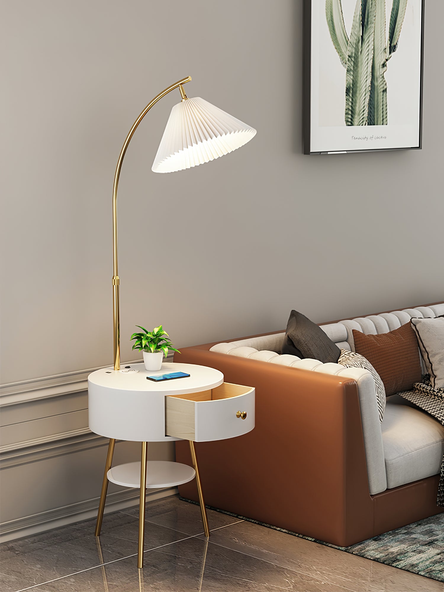 Pleated Arc Reading Lamp Floor Light