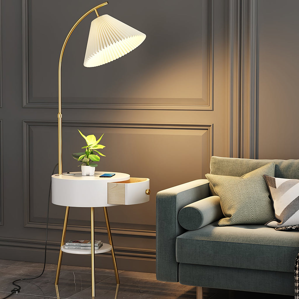 Pleated Arc Reading Lamp Floor Light