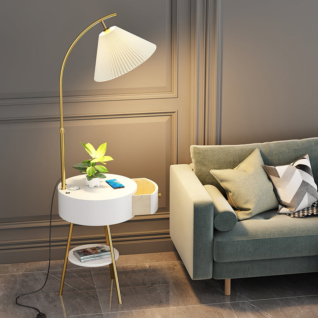 Pleated Arc Reading Lamp Floor Light