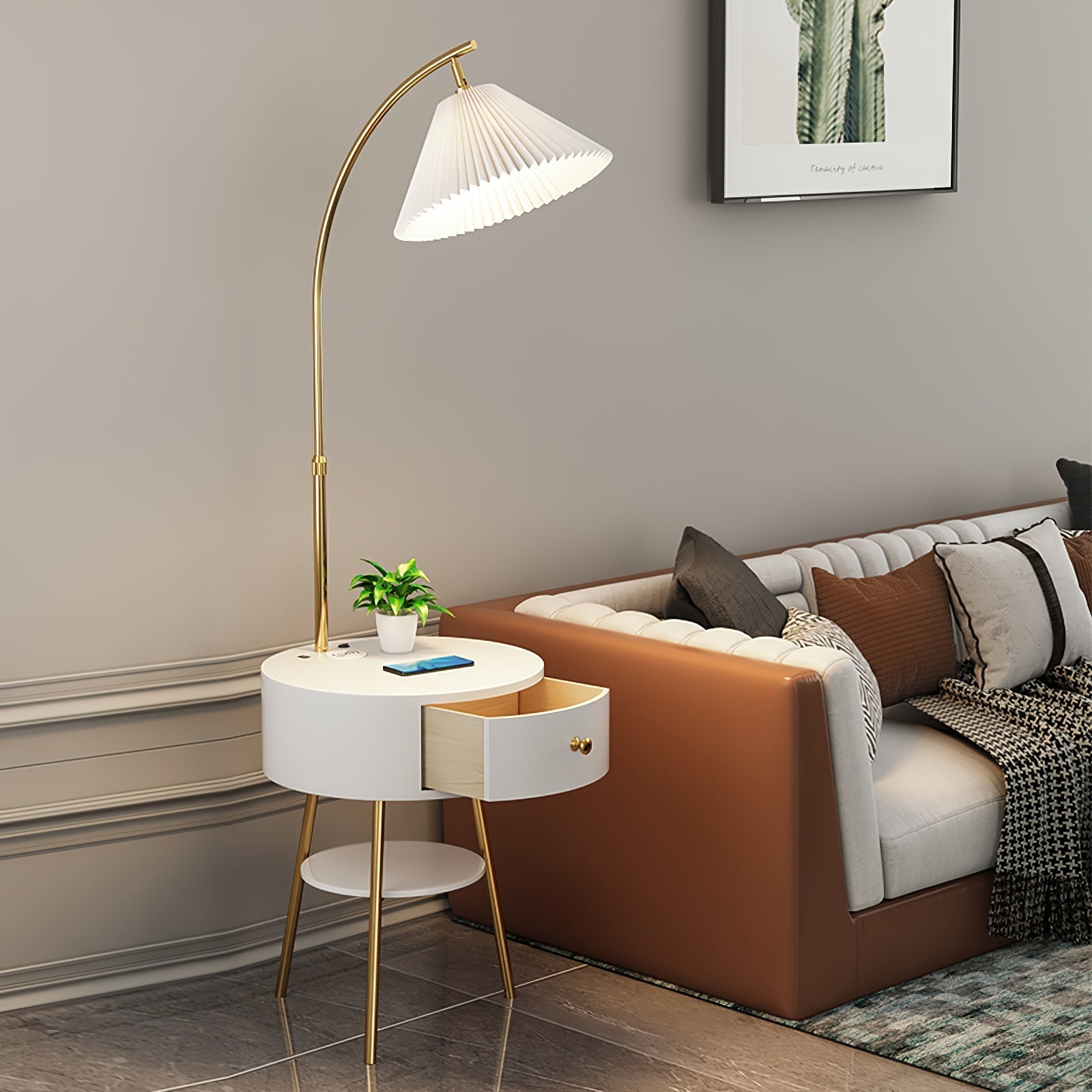Pleated Arc Reading Lamp Floor Light