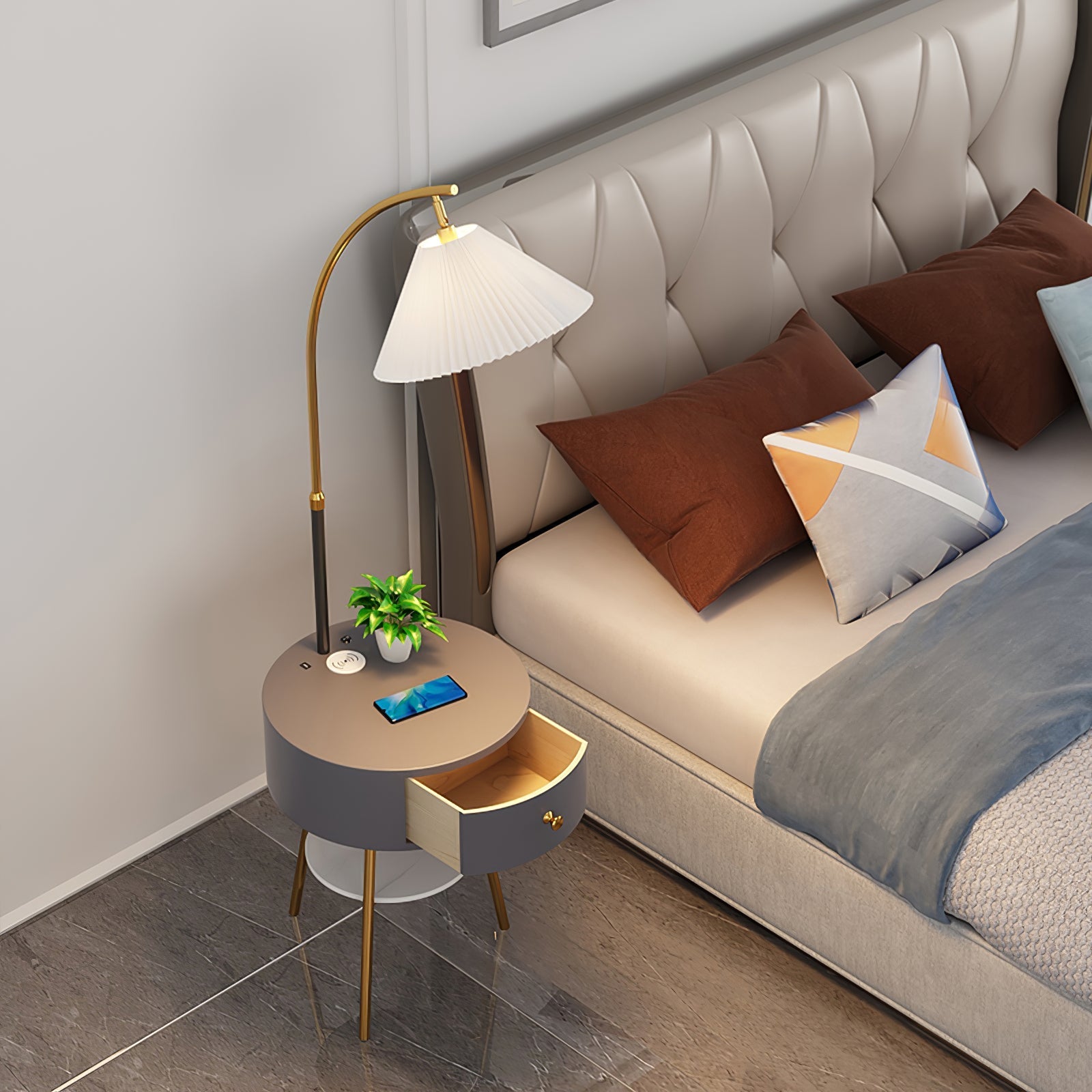 Pleated Arc Reading Lamp Floor Light