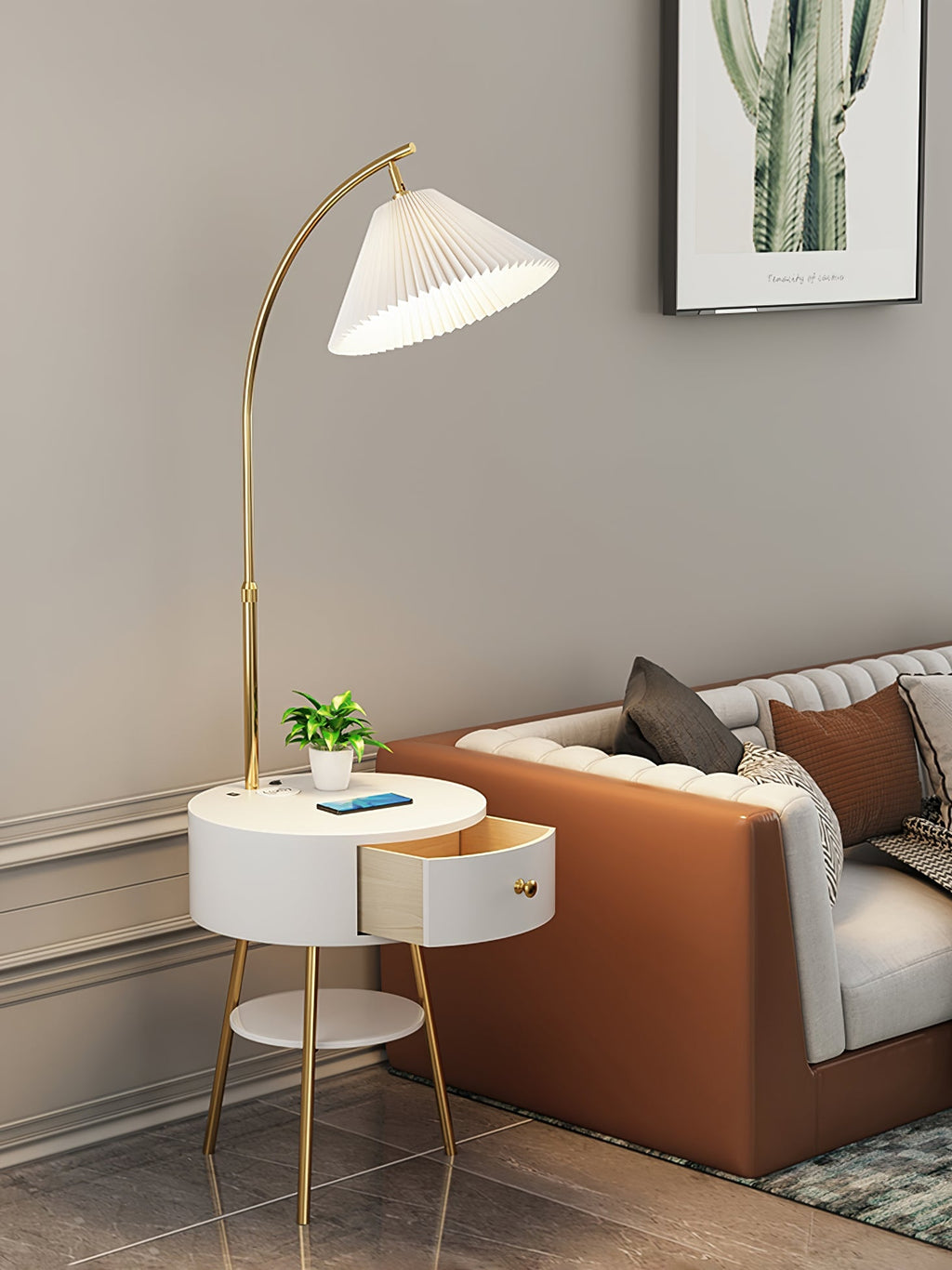 Pleated Arc Reading Lamp Floor Light