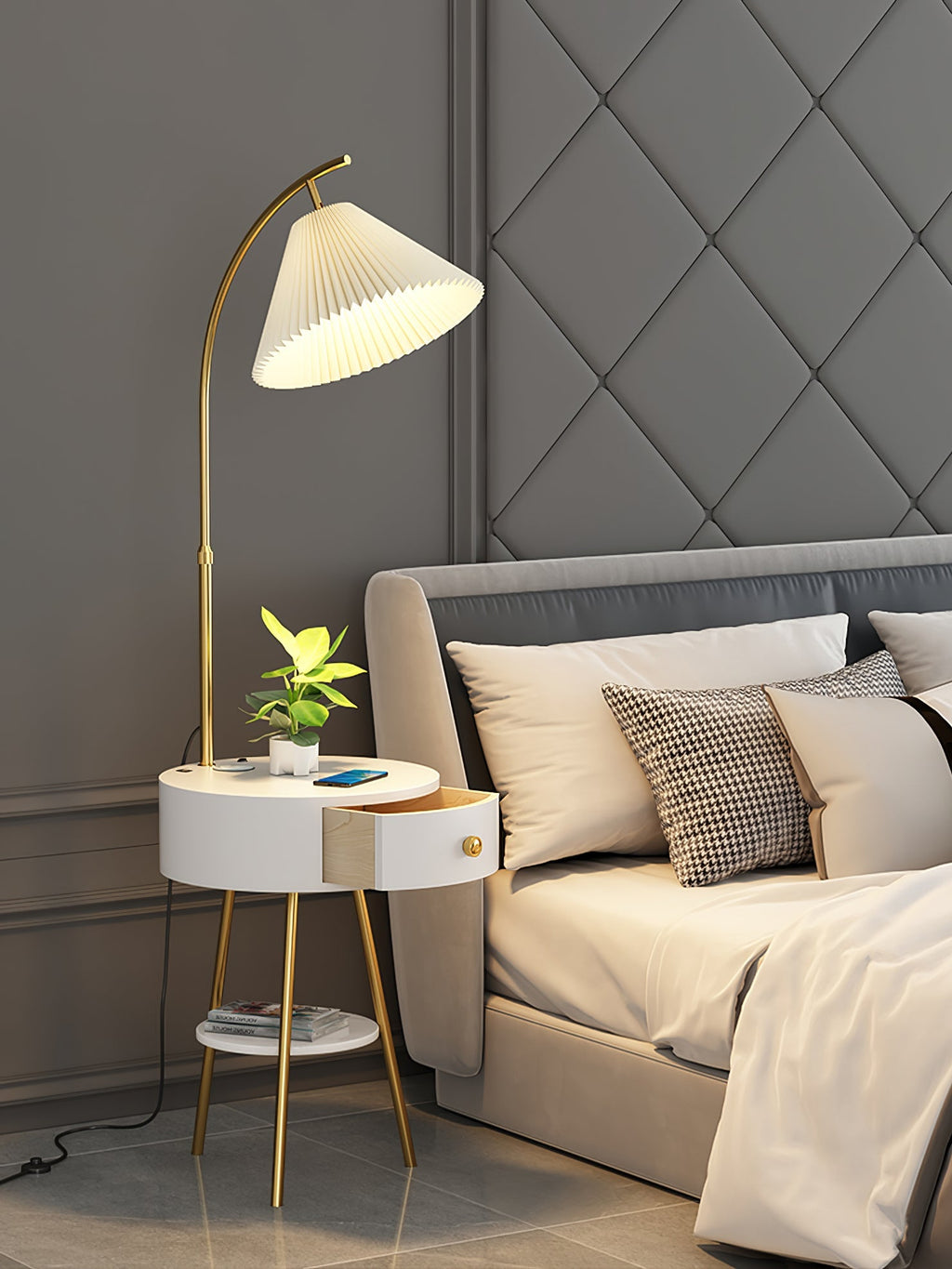 Pleated Arc Reading Lamp Floor Light