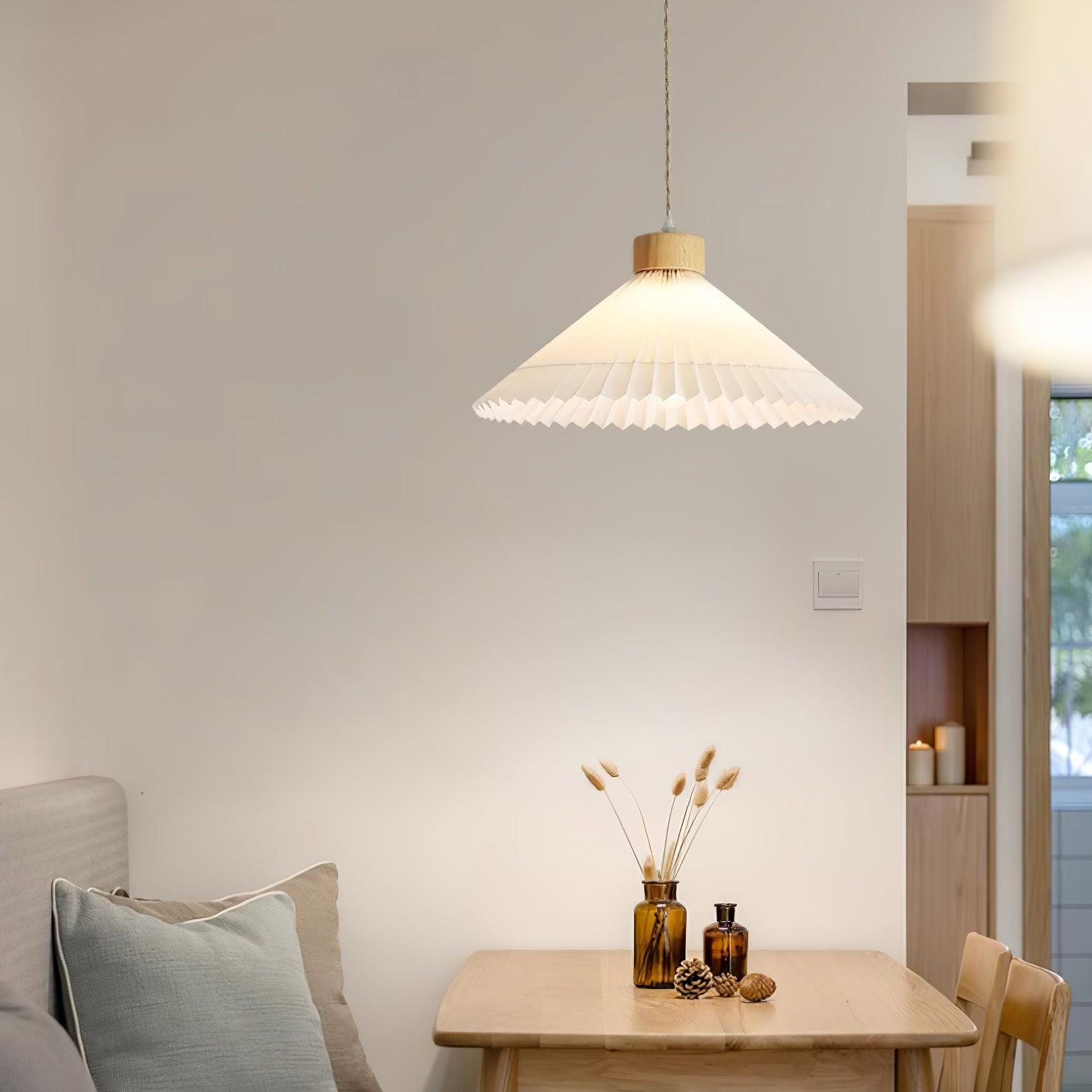 Pleated Wooden Ceiling light fitting Pendant Light