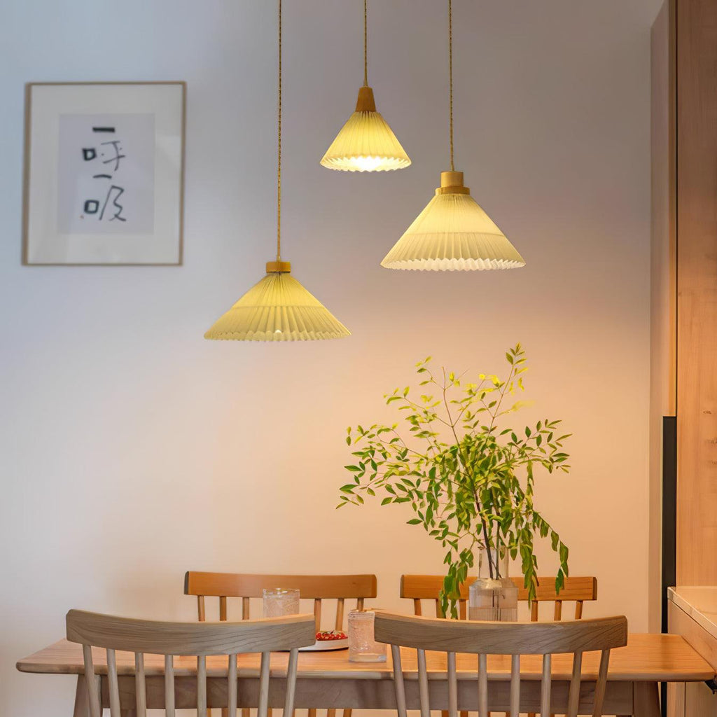 Pleated Wooden Ceiling light fitting Pendant Light