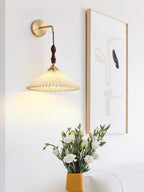 Pleated Wooden Bracket light Wall Lamp