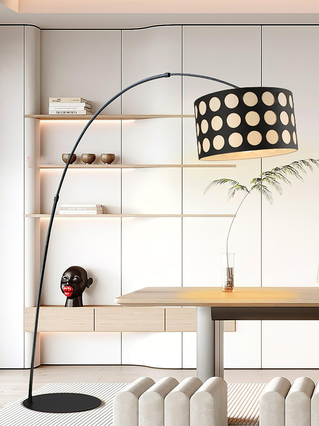 Polka Arc Fabric Free-standing Lamp Floor Lamp