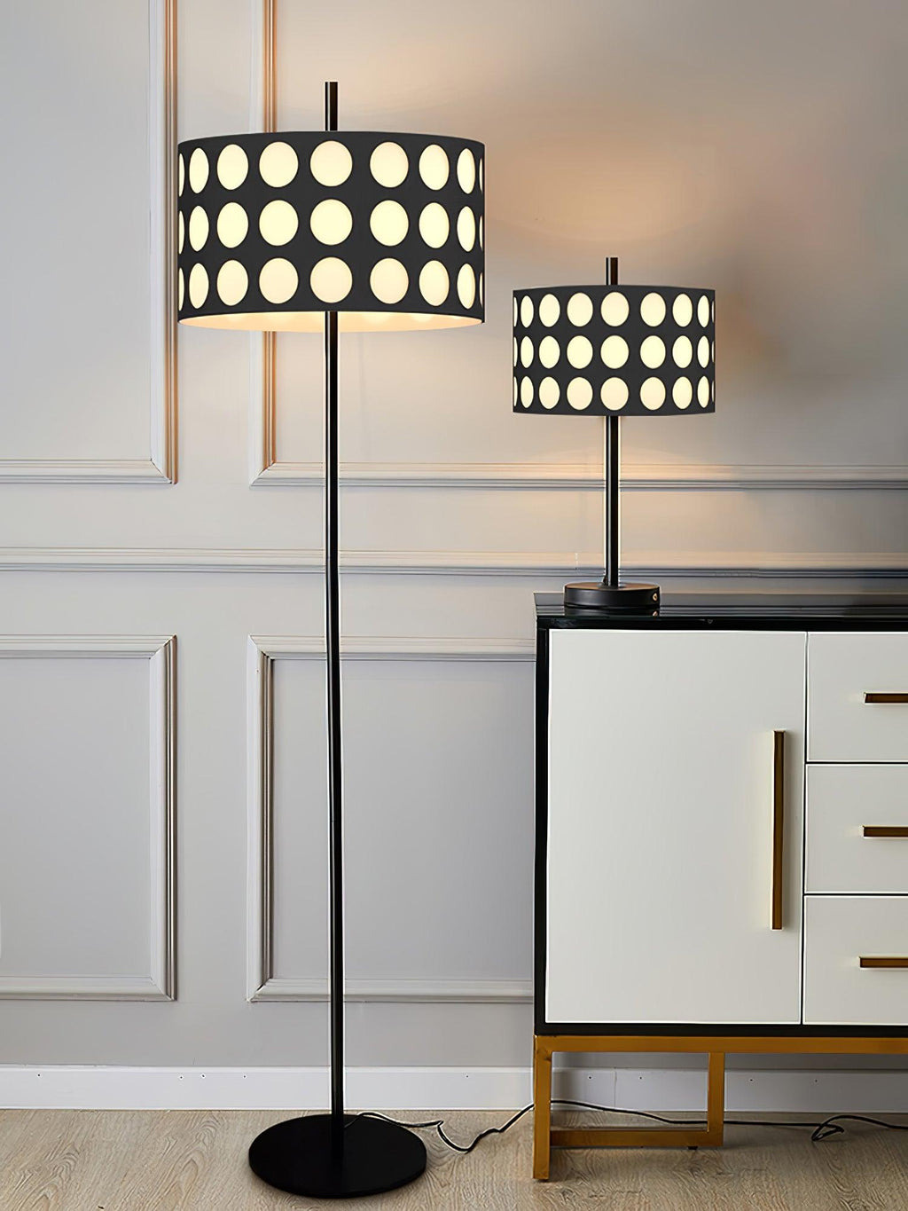Polka Arc Fabric Free-standing Lamp Floor Lamp