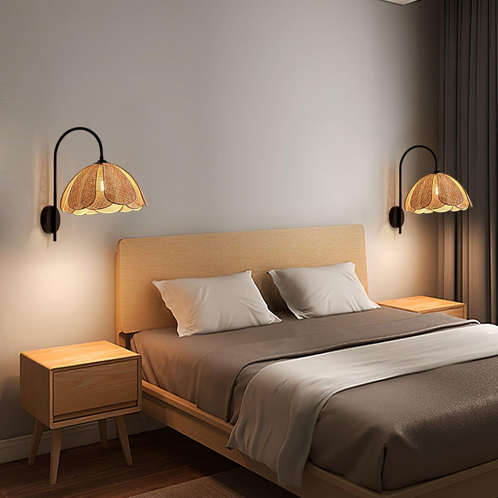 Rattan Petal Sconce Wall Lamp