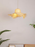 Rattan Straw Hat Droplight Pendant Light