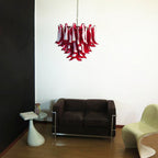 Red Glass Murano Petals Ceiling fixture Chandelier