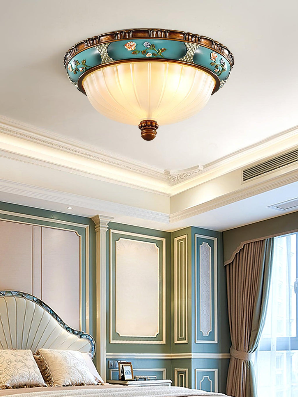 Retro Floral Resin Recessed Flush mount light Ceiling Light