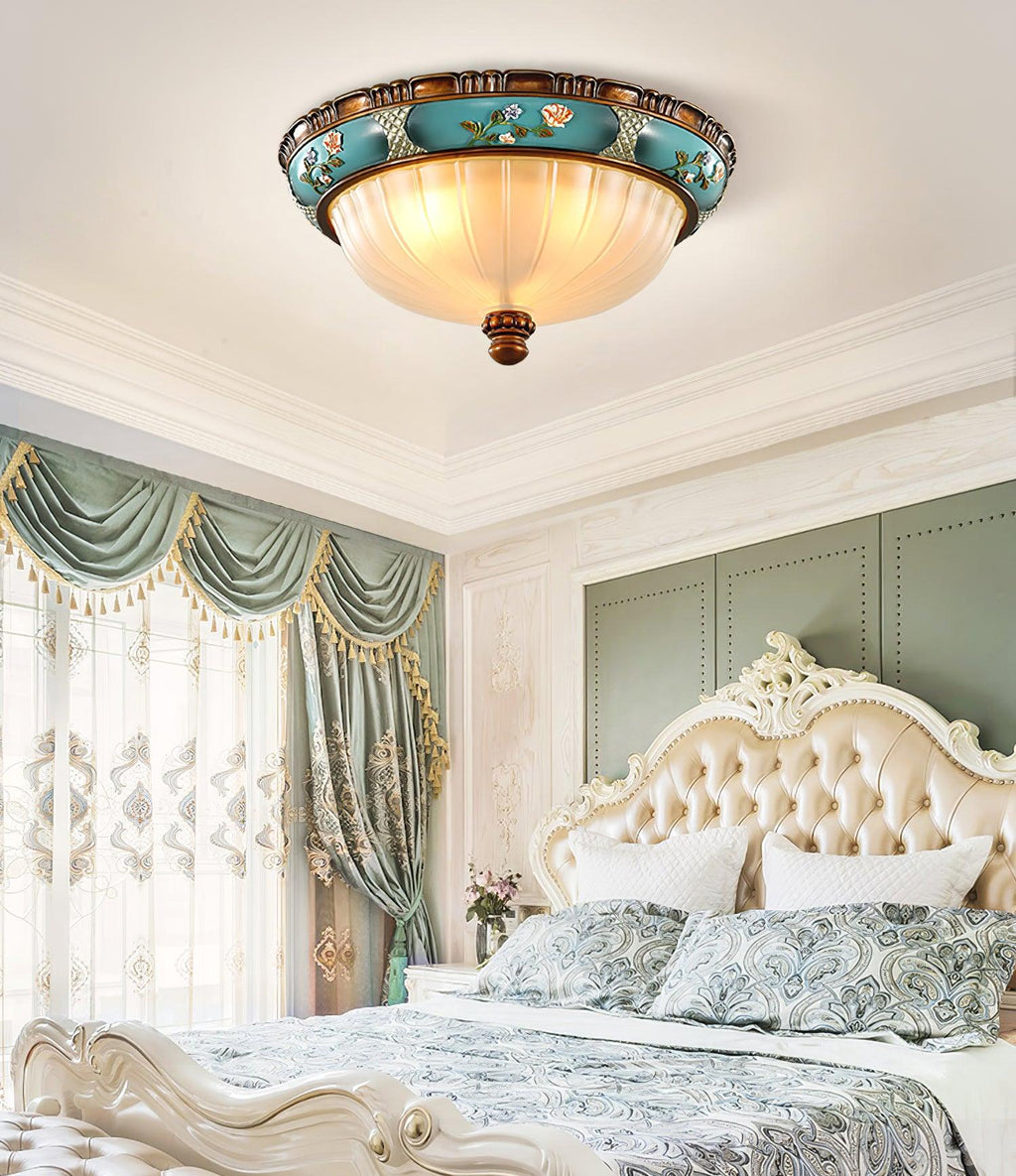 Retro Floral Resin Recessed Flush mount light Ceiling Light