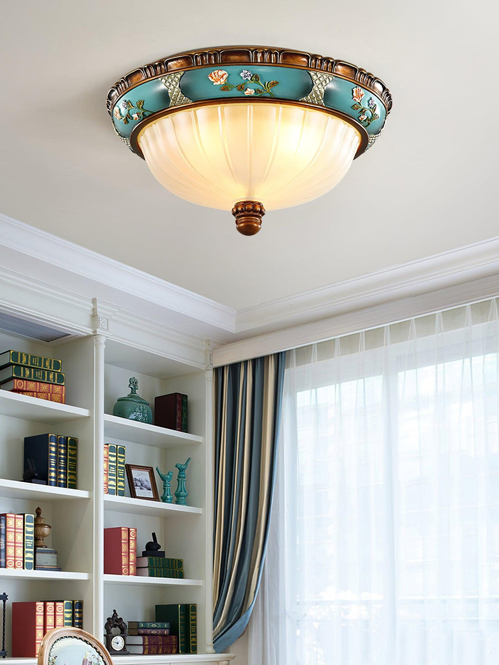 Retro Floral Resin Recessed Flush mount light Ceiling Light