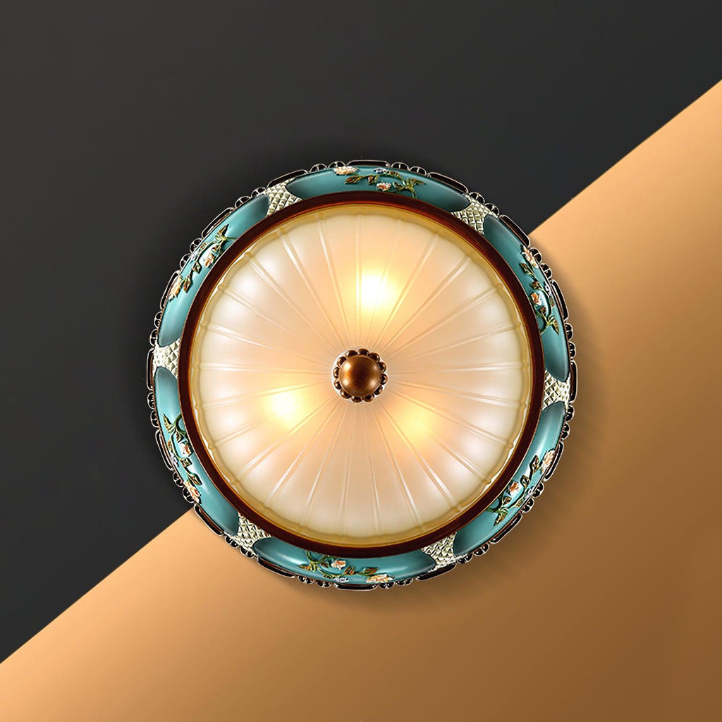 Retro Floral Resin Recessed Flush mount light Ceiling Light