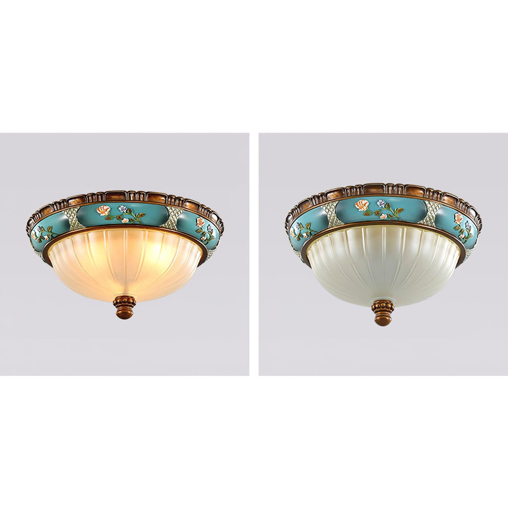 Retro Floral Resin Recessed Flush mount light Ceiling Light