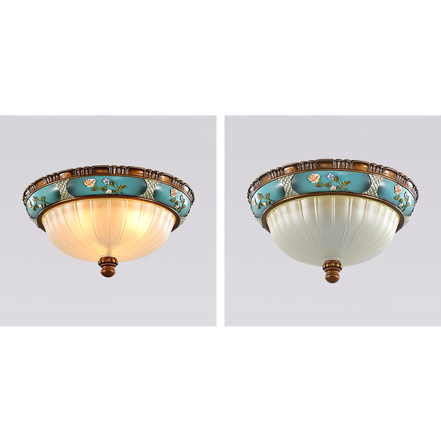 Retro Floral Resin Recessed Flush mount light Ceiling Light