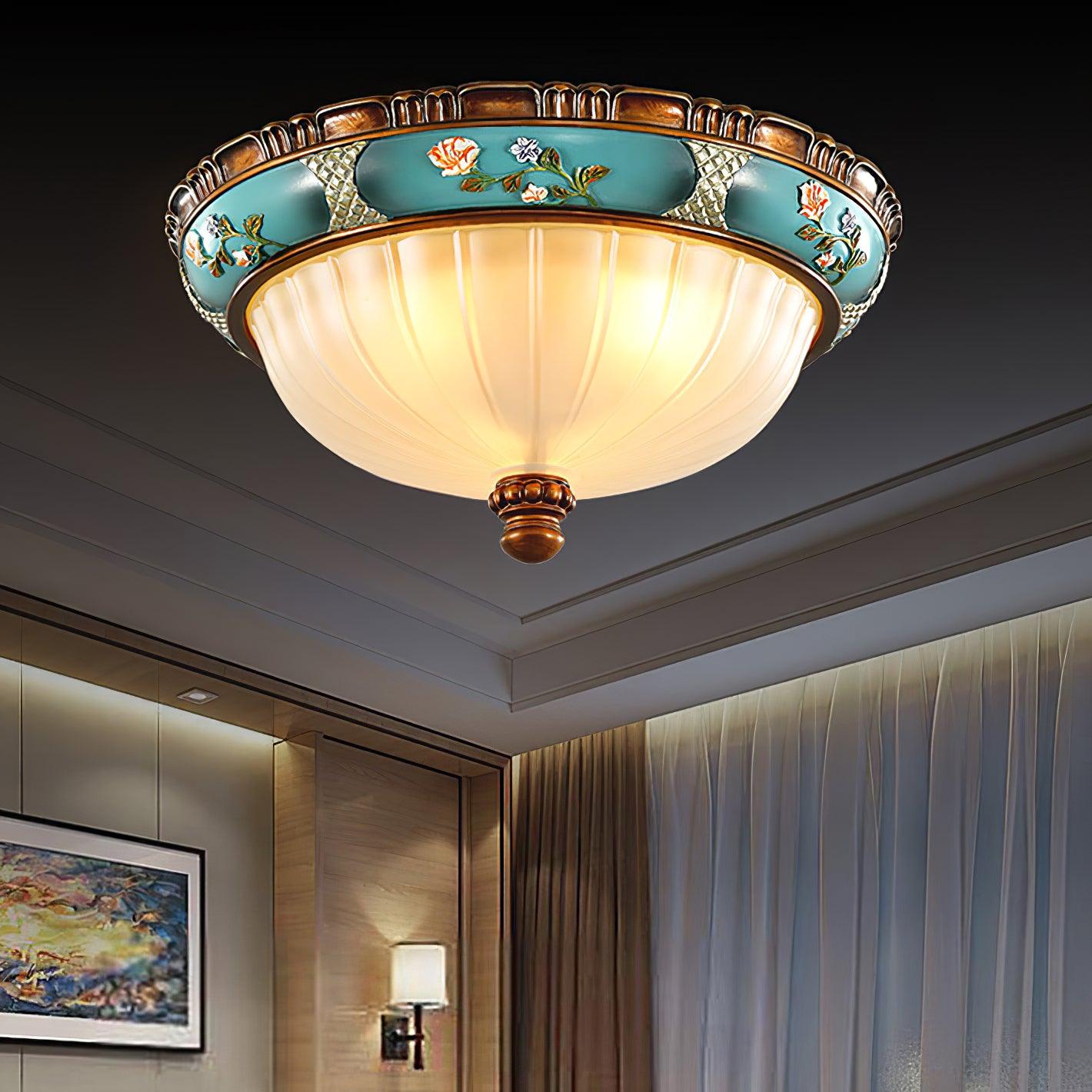 Retro Floral Resin Recessed Flush mount light Ceiling Light