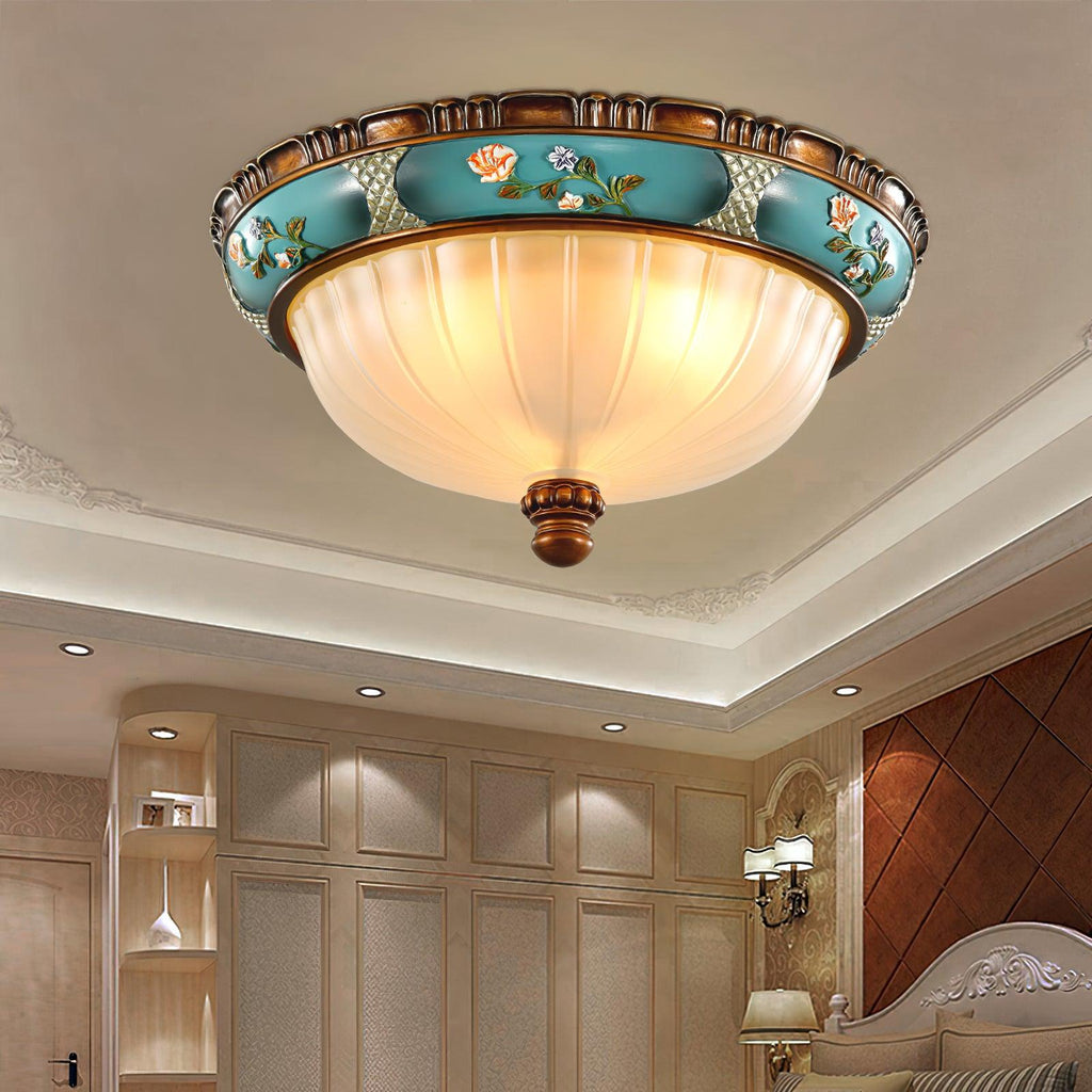 Retro Floral Resin Recessed Flush mount light Ceiling Light