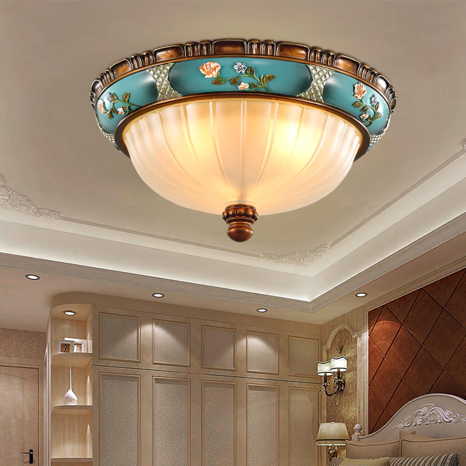 Retro Floral Resin Recessed Flush mount light Ceiling Light