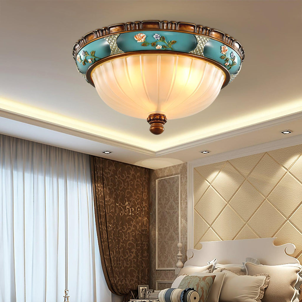 Retro Floral Resin Recessed Flush mount light Ceiling Light