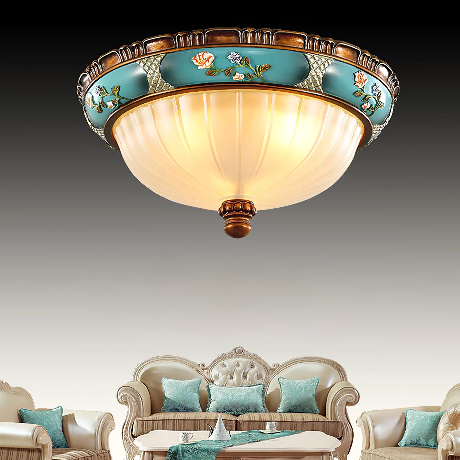 Retro Floral Resin Recessed Flush mount light Ceiling Light