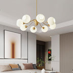 Ribbed Glass Ball Electrolier Chandelier