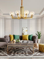 Ribbed Glass Brass Ceiling fixture Chandelier