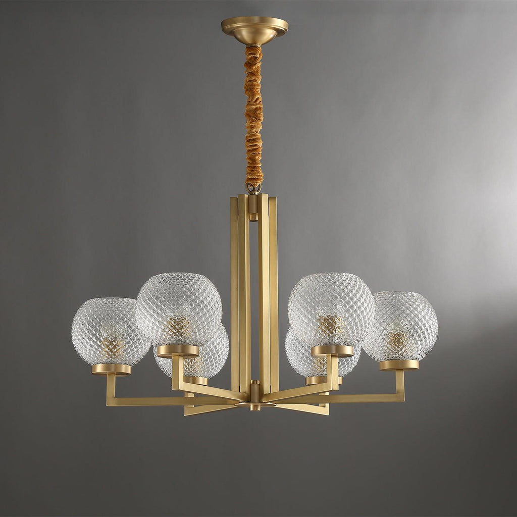 Ribbed Glass Brass Ceiling fixture Chandelier