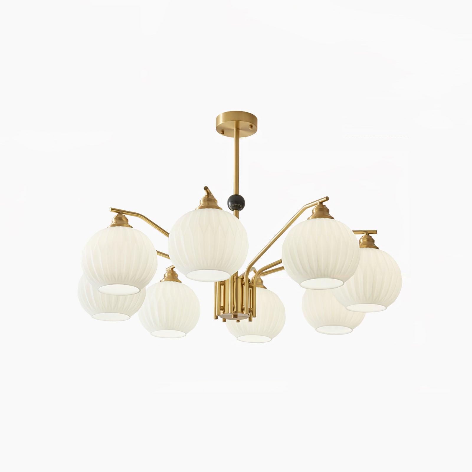 Ribbed Glass Gold Ceiling fixture Chandelier