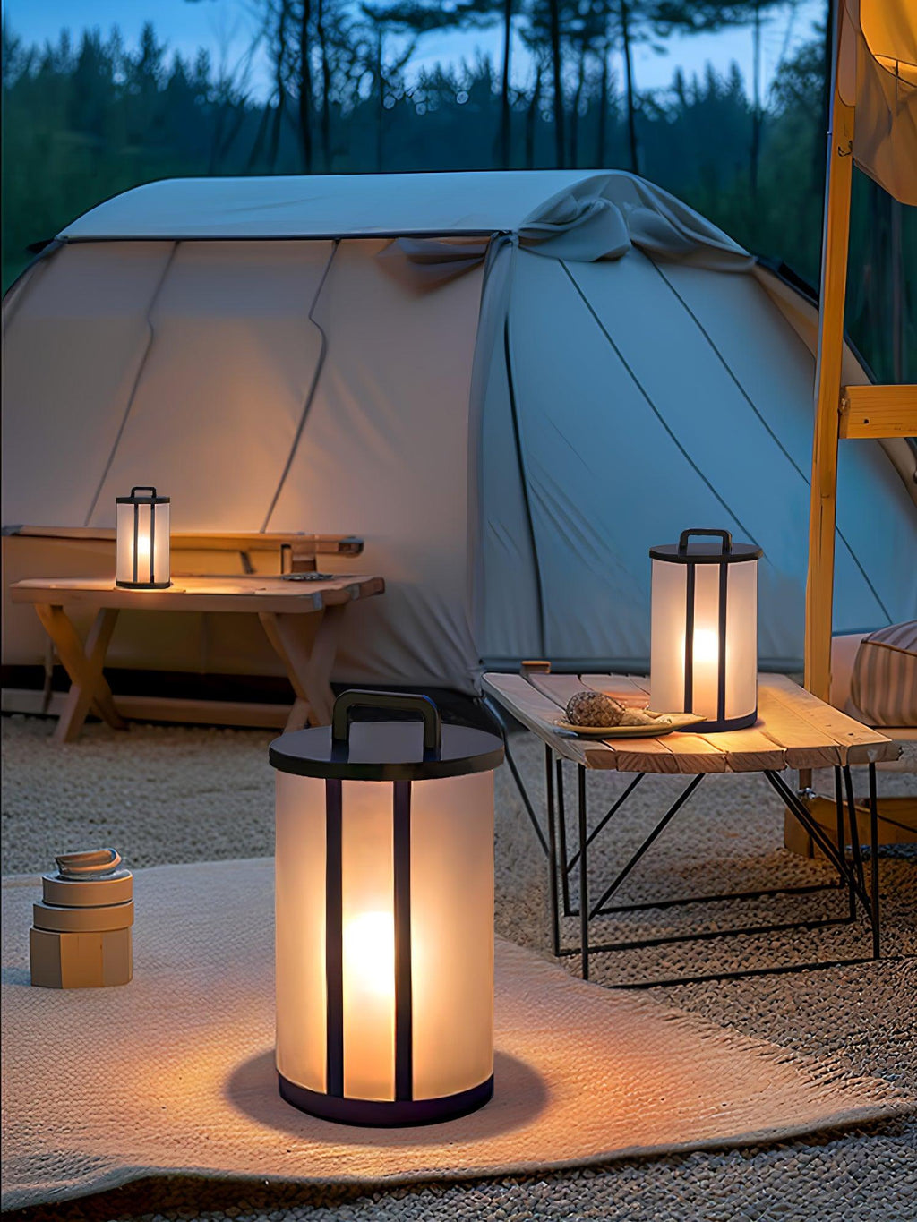 Round Pillar Acrylic Lantern Floodlight Outdoor Lamp