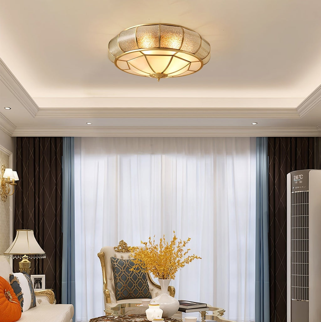 Round Textured Glass Overhead fixture Ceiling Light