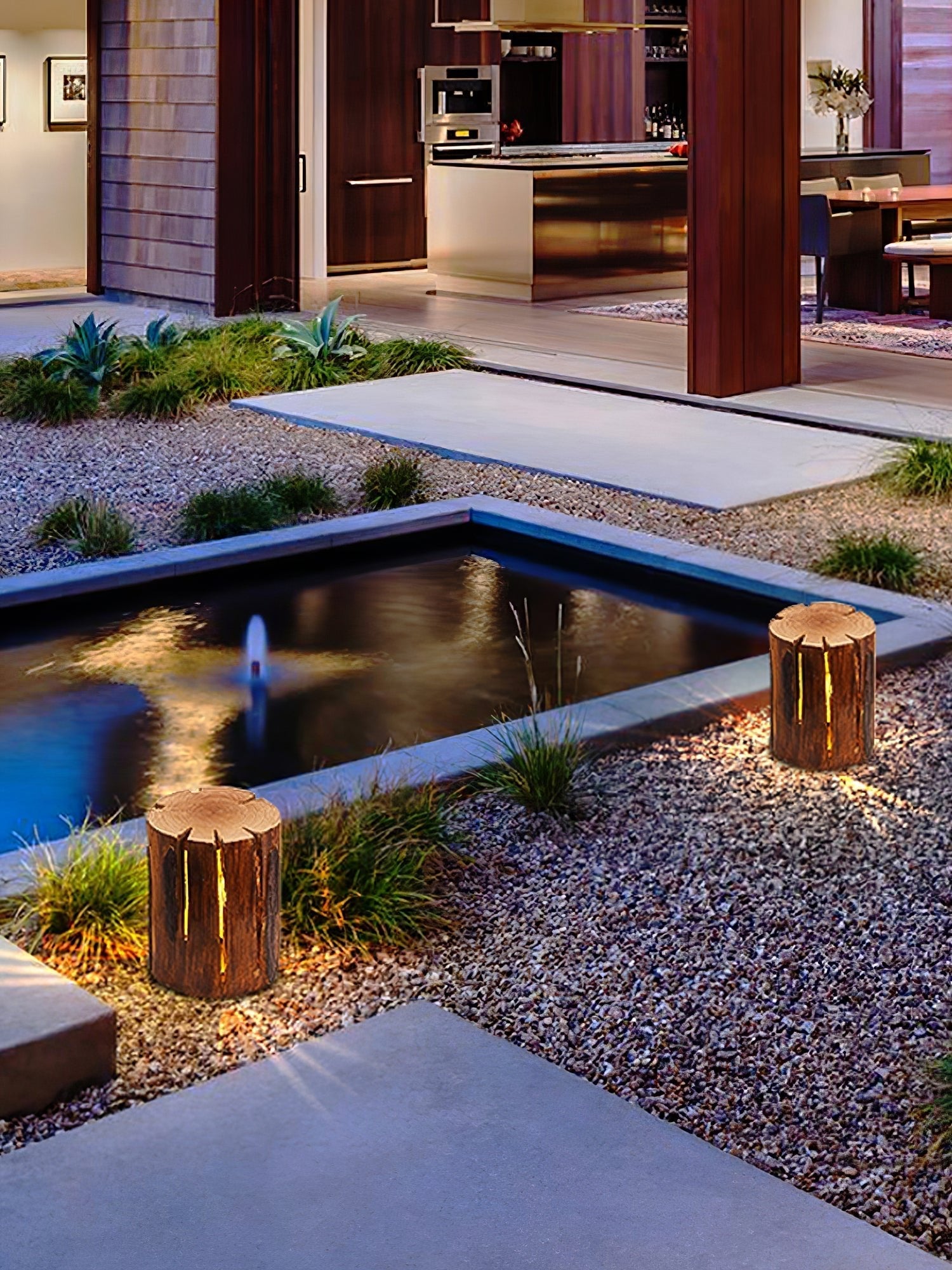 Rustic Log Outdoor LED Light
