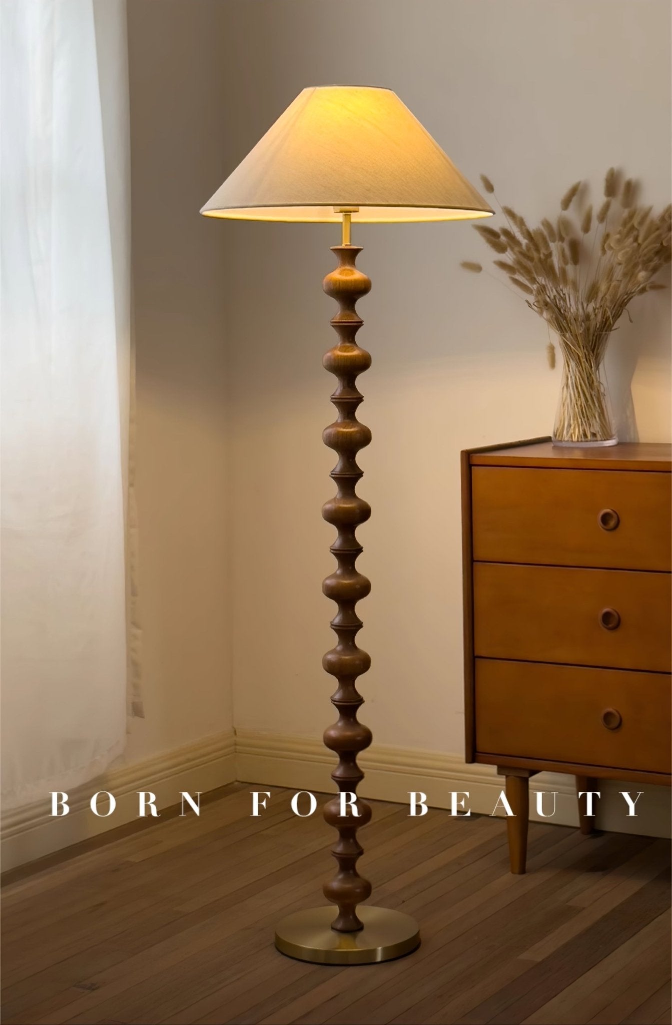 Sculpted Rhythm Wood Floor Lamp