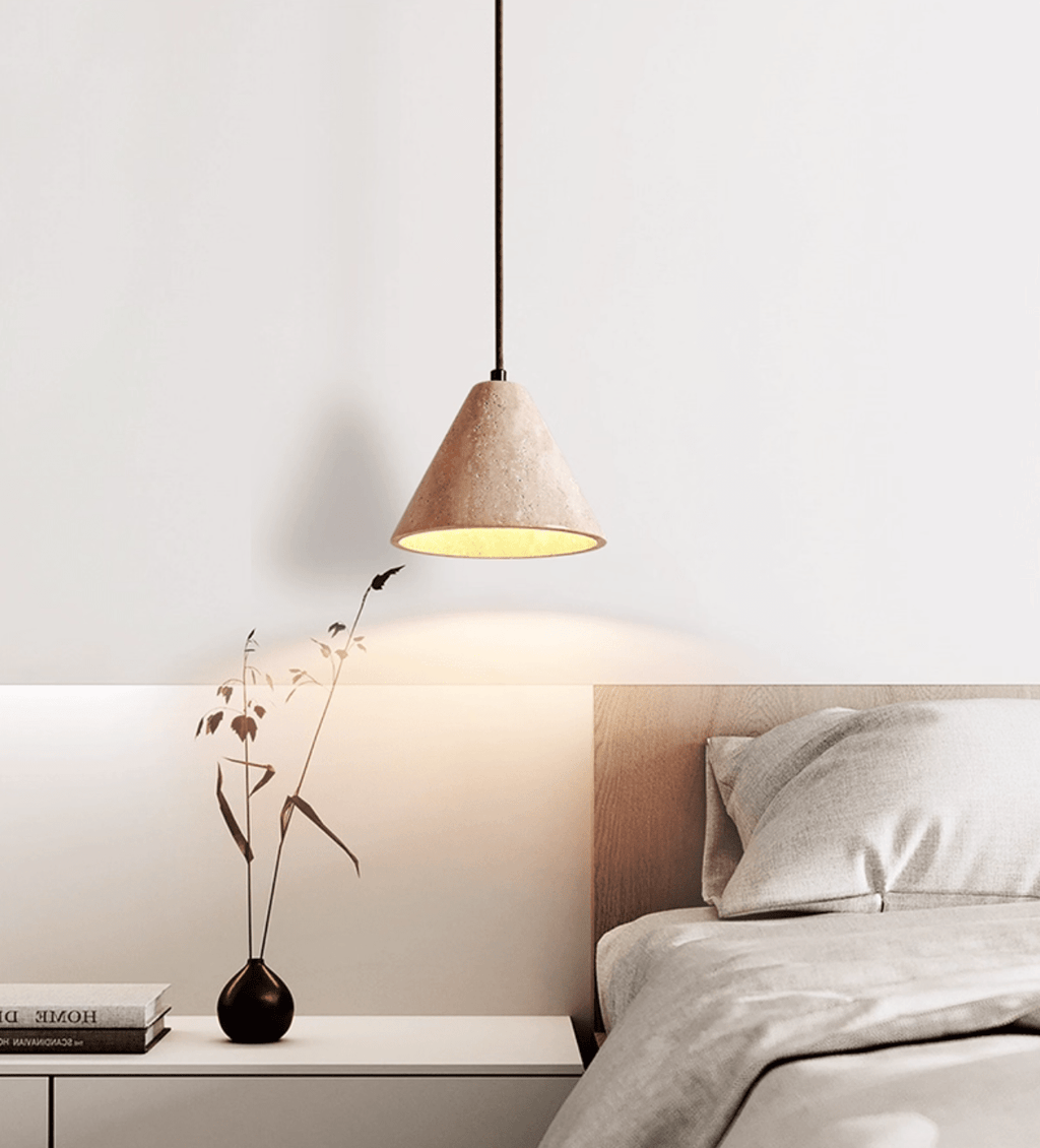 Solis Cone Travertine Pendant Lamp