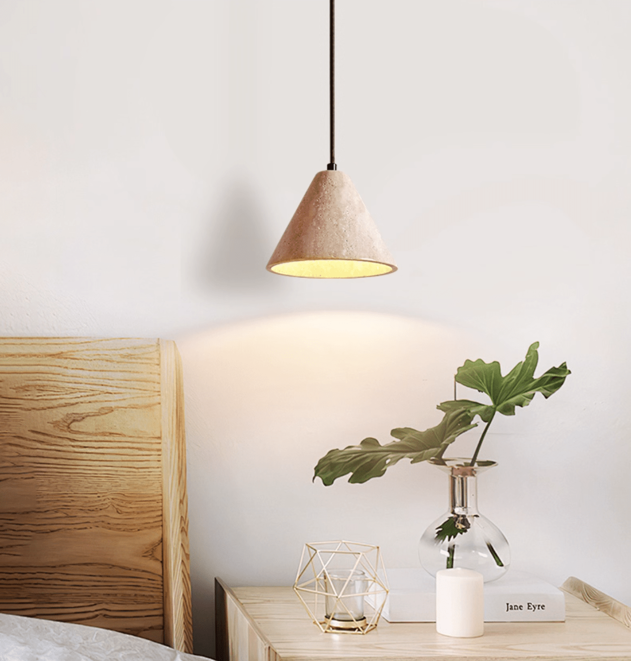 Solis Cone Travertine Pendant Lamp