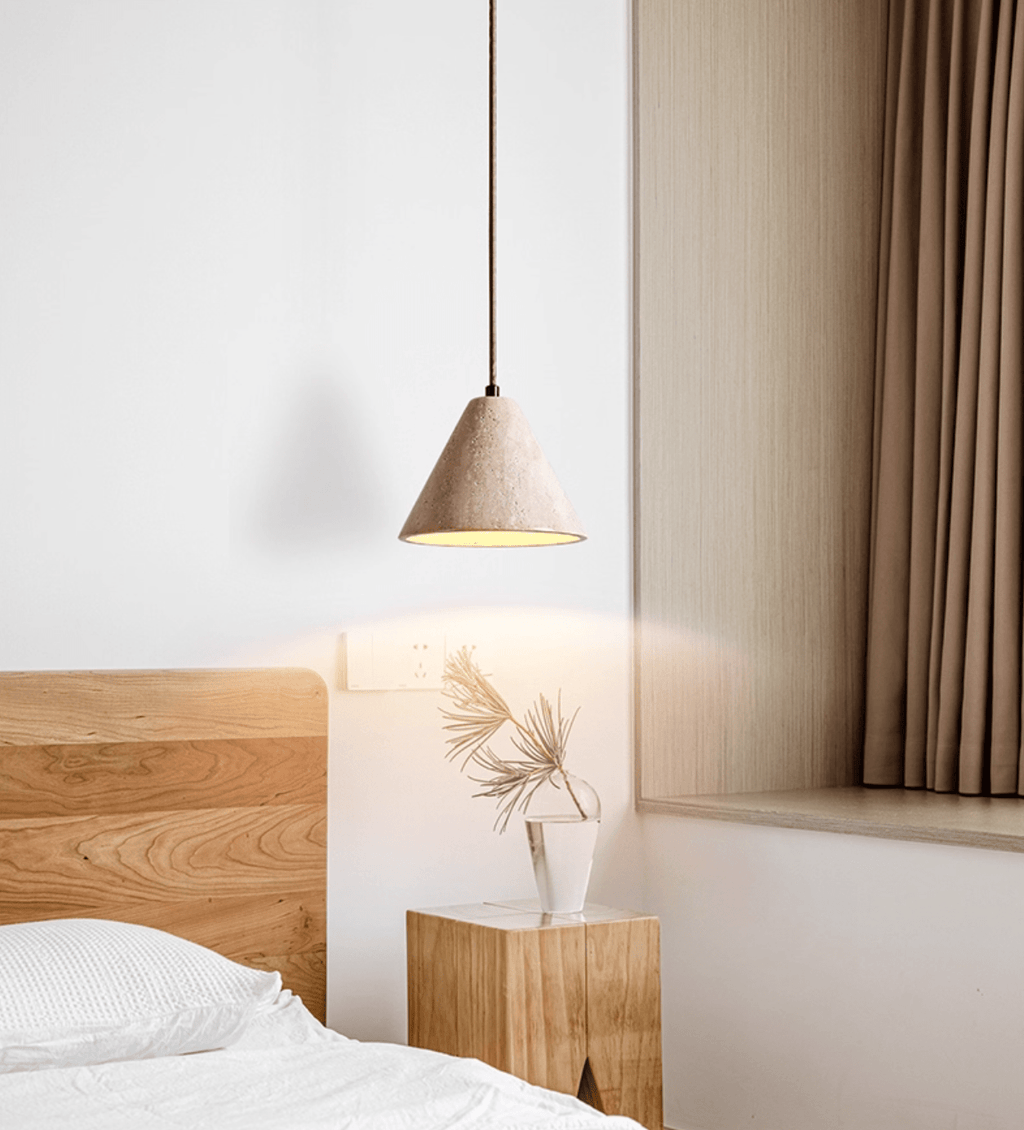 Solis Cone Travertine Pendant Lamp