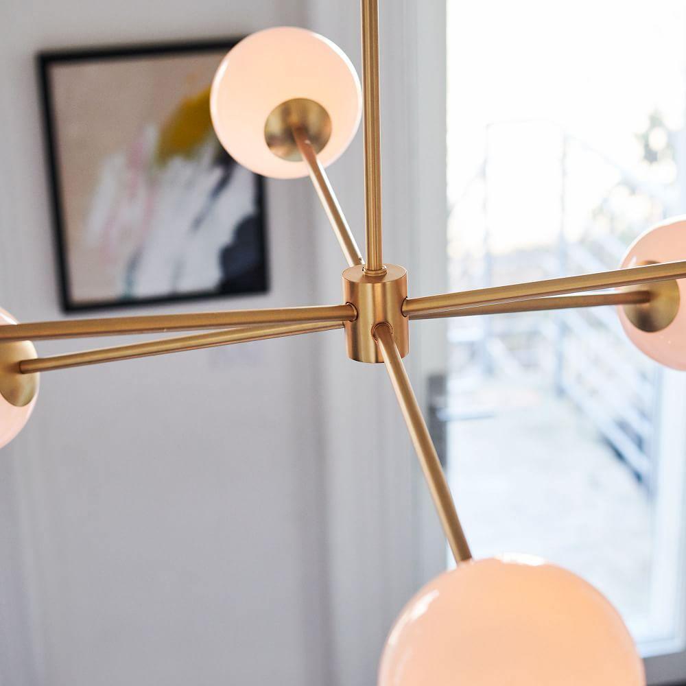 Staggered Glass 6 Light Crown Chandelier