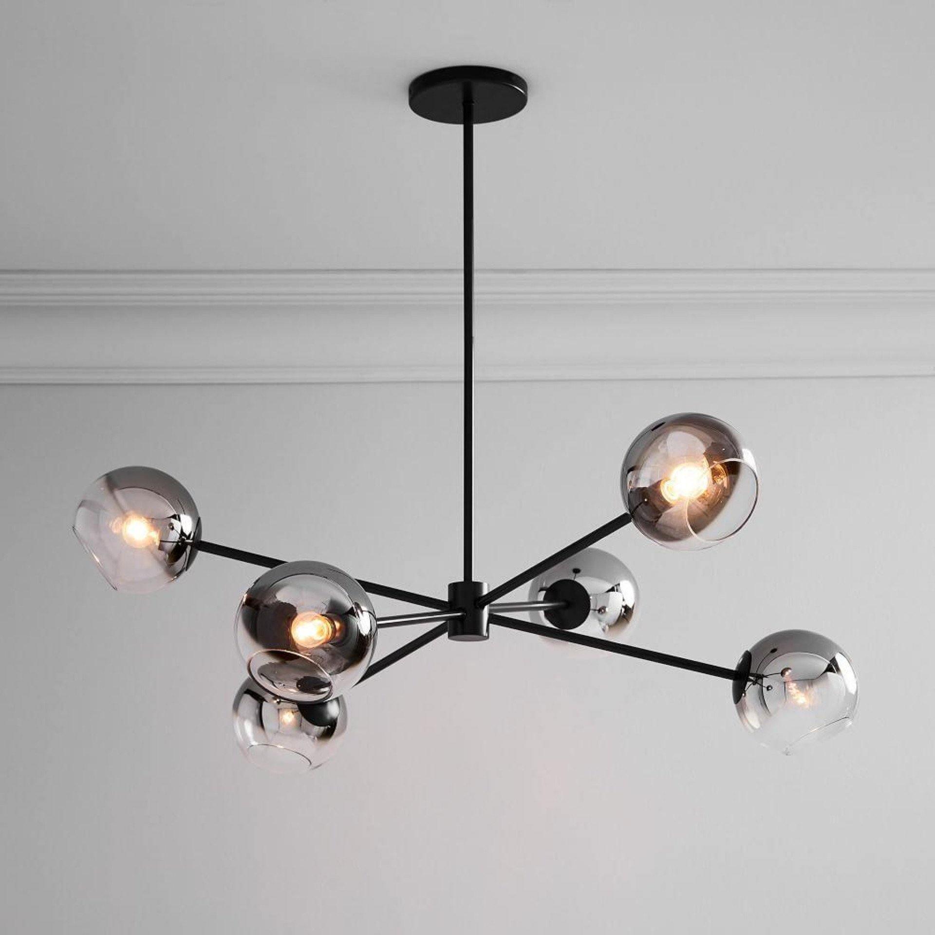 Staggered Glass 6 Light Crown Chandelier